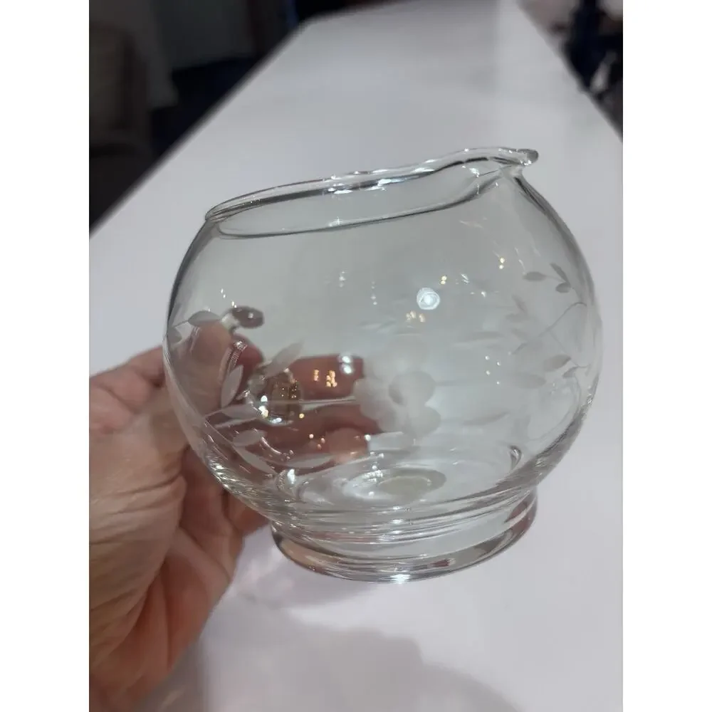 Princess House Heritage Crystal Etched Creamer 3.5